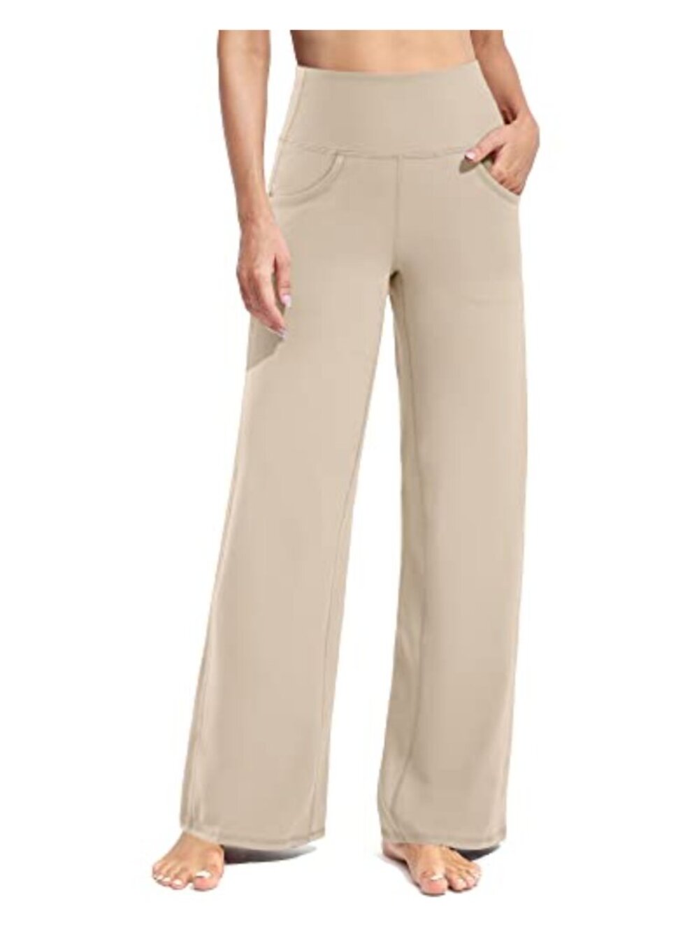 Wide Leg Yoga Pants High Waist Tummy Control Pockets Casual